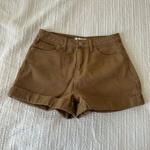 brown high waisted jean shorts